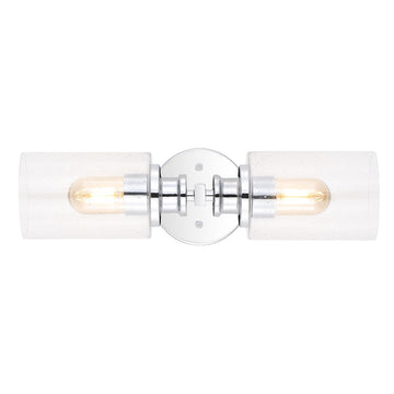 Jules Edison 16.5" Cylinder Iron/Seeded Glass Farmhouse Contemporary LED Wall Sconce